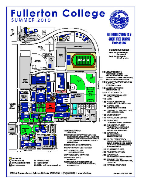Fullerton College Campus Map 2010