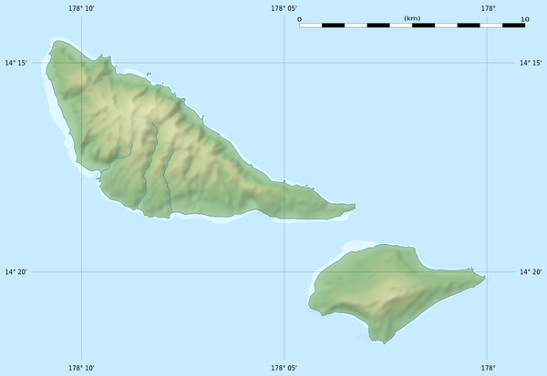 Futuna and Alofi blank relief Map