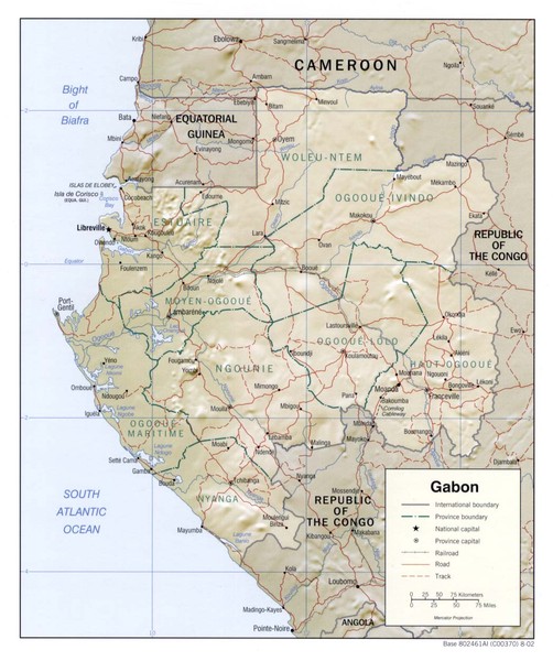 Gabon physical Map