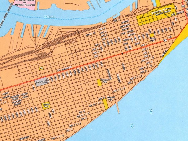 Map Of Downtown Galveston Galveston City Map - Galveston Texas • Mappery