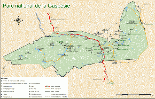 Gaspesie National Park Map - Summer