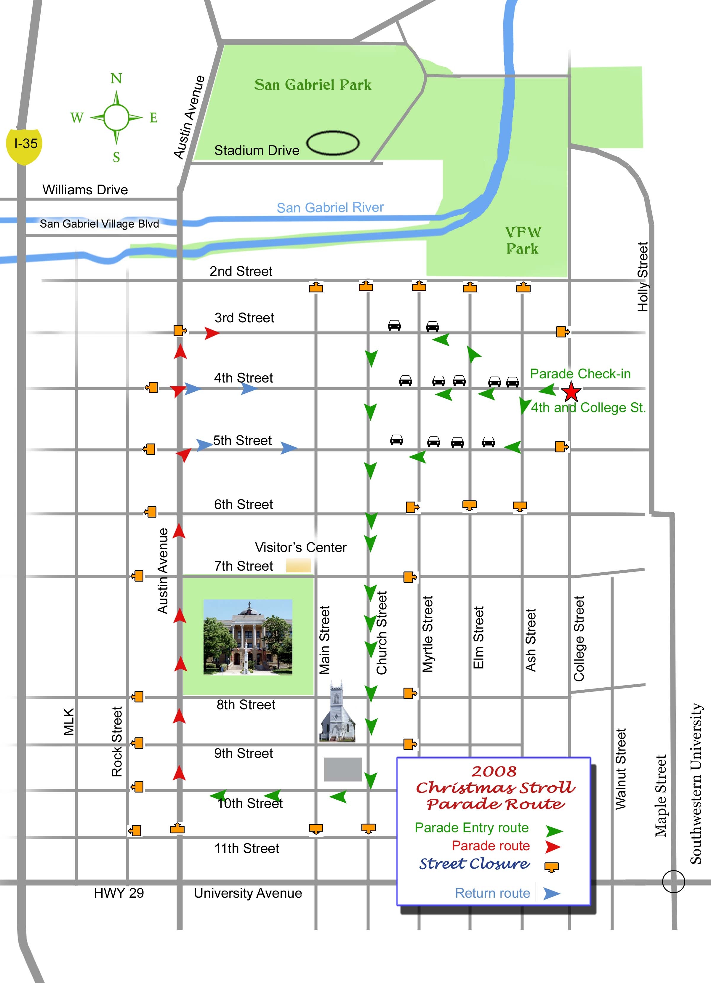 Christmas Stroll Paradise Route Map 4th and College