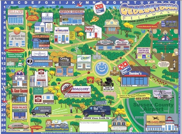 Georgetown Delaware Cartoon Map