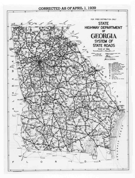 Georgia 1939 Road Map