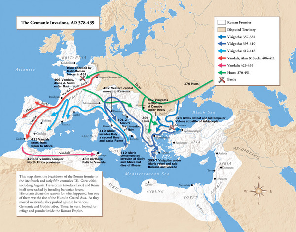 Germanic Invasions Map 378-439