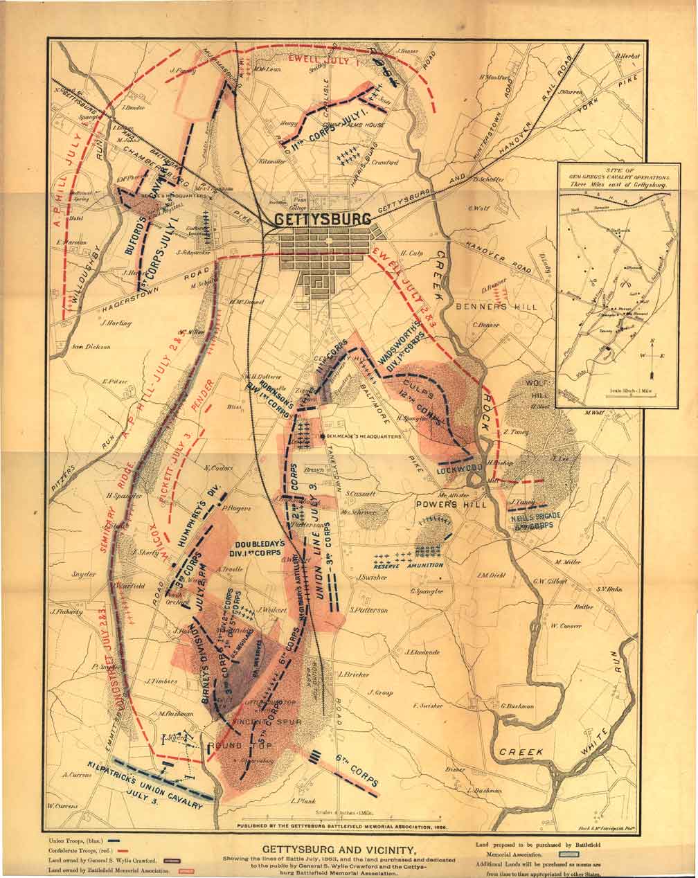 Gettysburg Battlefield Map - Gettysburg • mappery