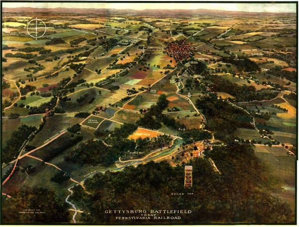 Gettysburg Battlefield in 1913 Map