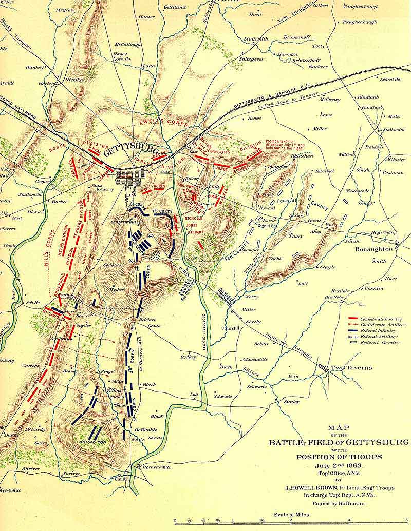 Gettysburg Battlefield Map July 2 1863 