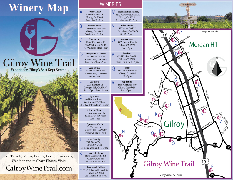 Gilroy Wine Tasting Map Gilroy ca • mappery