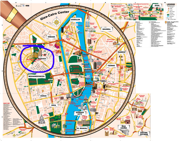 Giza and Cairo Tourist Map