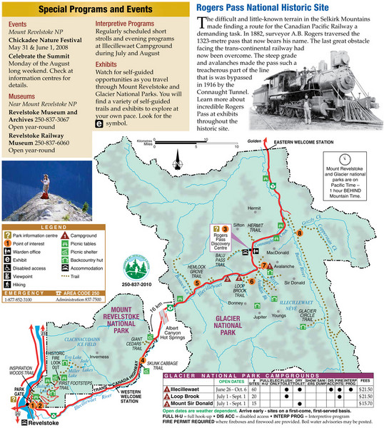 Glacier National Park and Revelstoke National Park Map