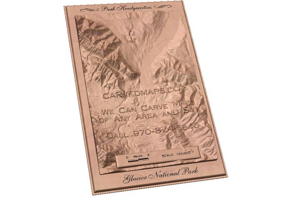 Glacier National Park by carvedmaps.com Map