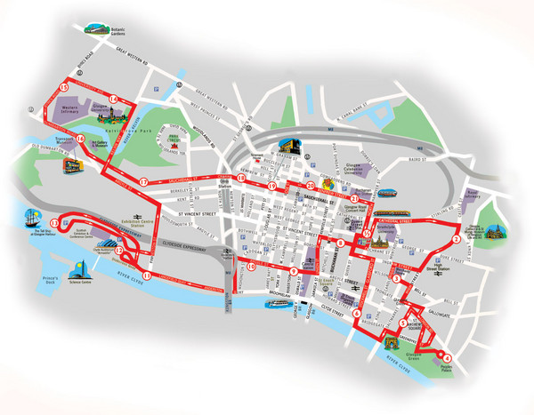Glasgow Bus Tour Map