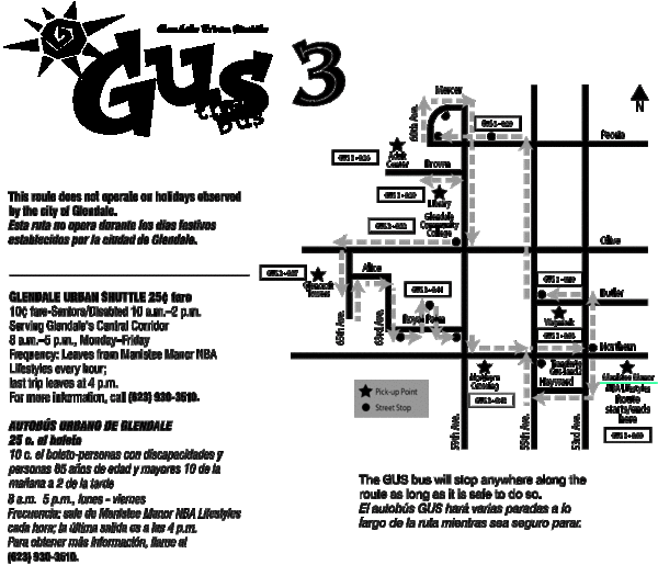 Glendale Urban Shuttle 3 Map