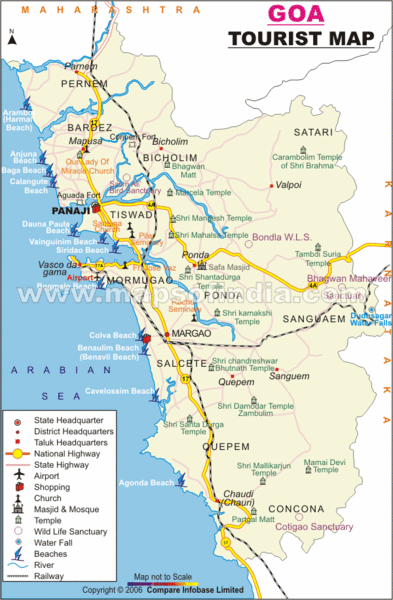 Goa Tourist Map