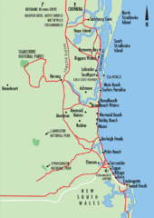 Gold Coast, Australia Beach Map