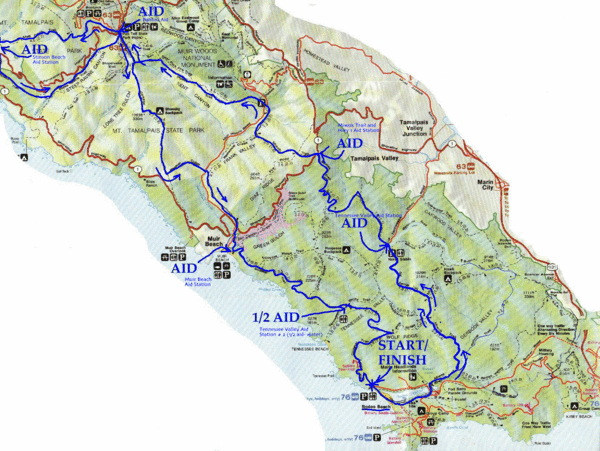 Golden Gate Headlands 50k Course Map