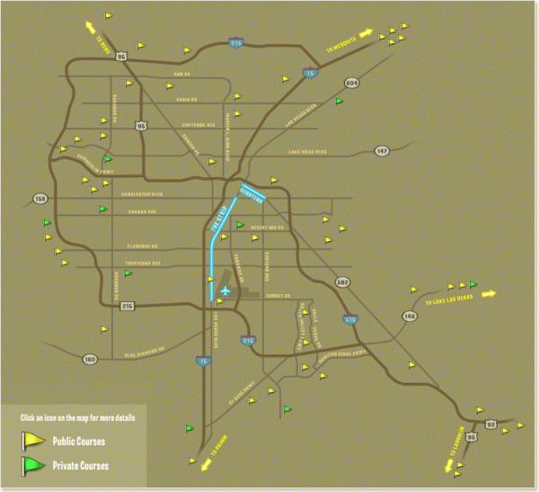 Golf Courses near Las Vegas, Nevada Map