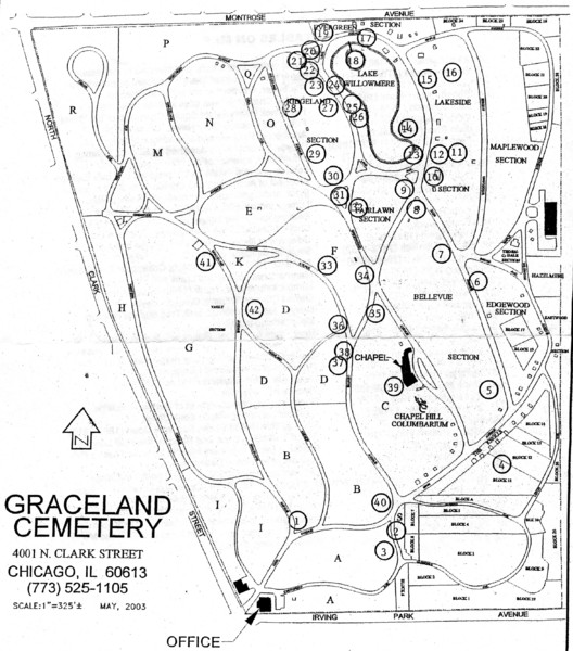 Graceland Cemetery Map