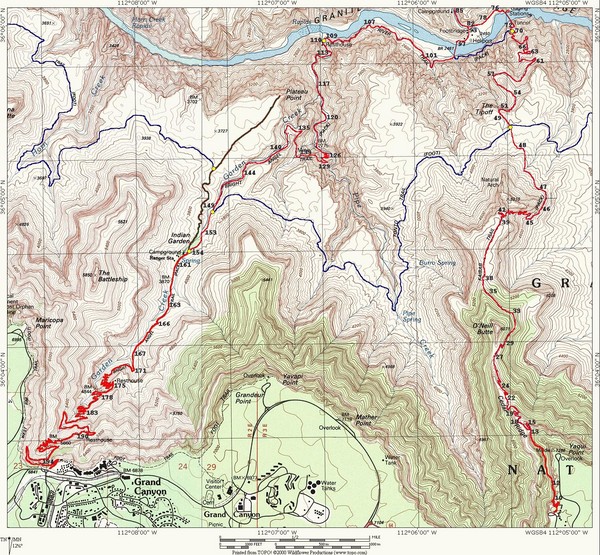 Grand Canyon Hiking Trail Map