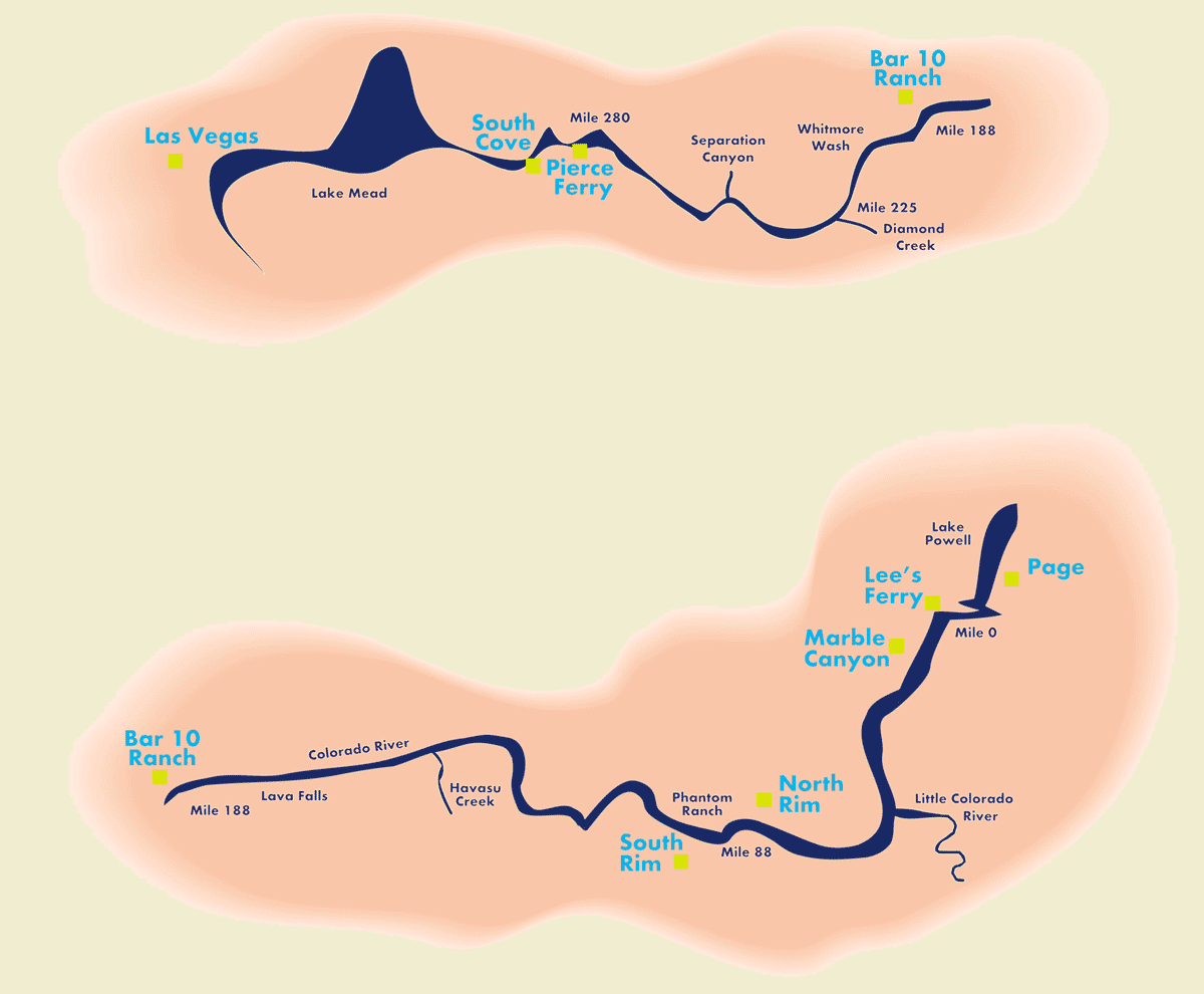 Grand Canyon River Rafting Map Grand Canyon AZ US • mappery