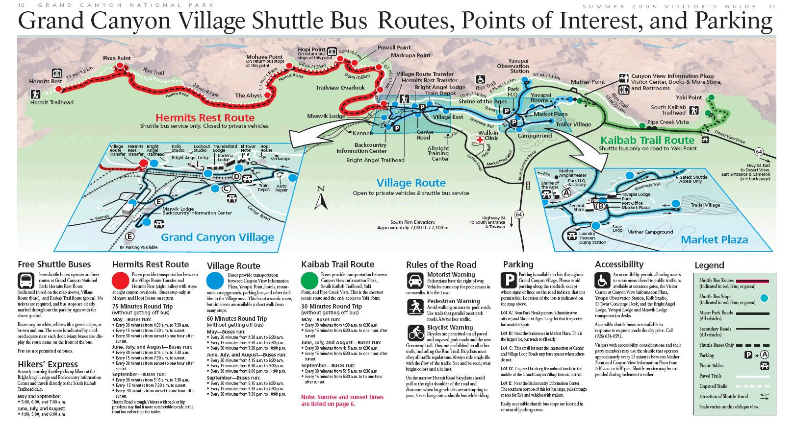Grand Canyon Shuttle Bus Map - Grand Canyonn National Park AZ US • mappery