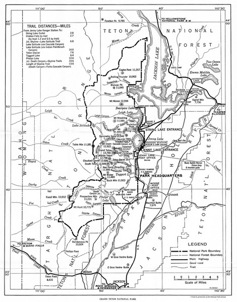 Grand Teton National Park, 1946 Map