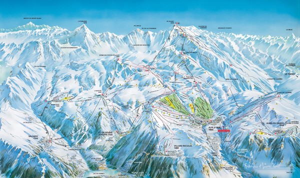 Grands Rousses (L’alpe d’Huez) Ski Trail Map