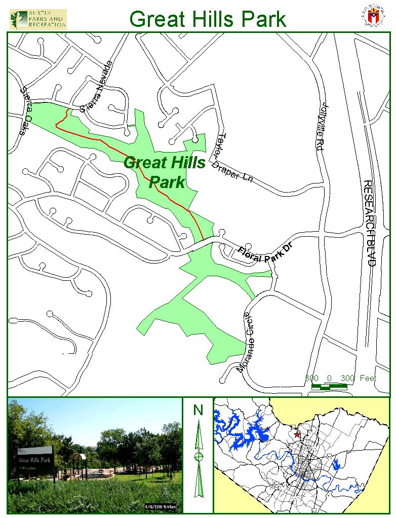 Great Hills Park Map 10700 Floral Park Dr Austin • mappery