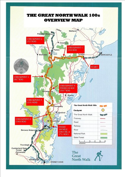 Great North Walk 100s Overview Map
