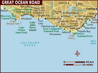 Great Ocean Road, Australia Tourist Map