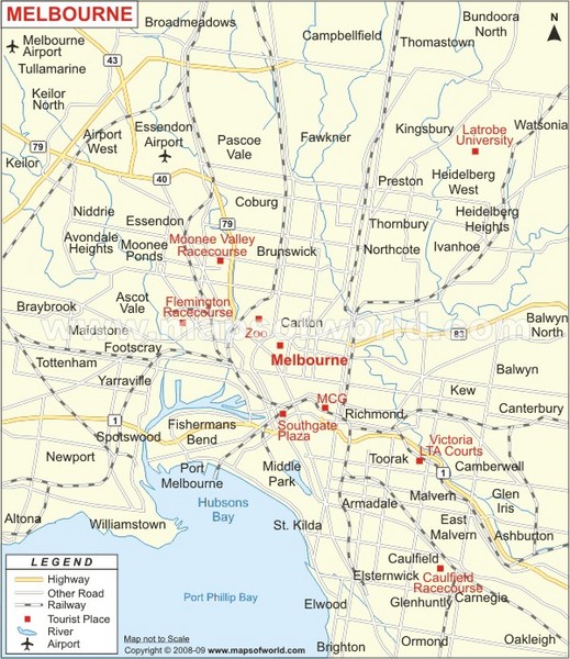 Greater Melbourne, Australia Region Map