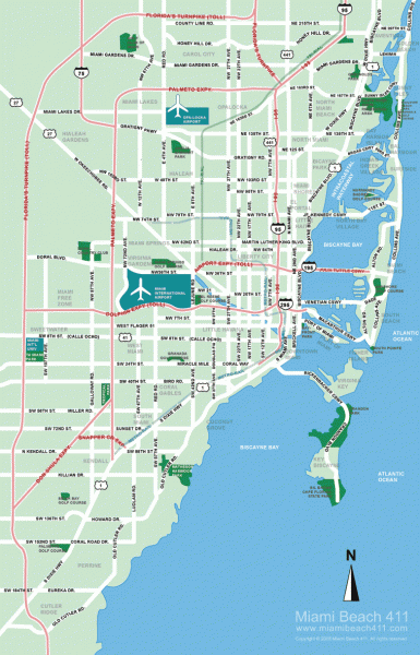 Greater Miami tourist map