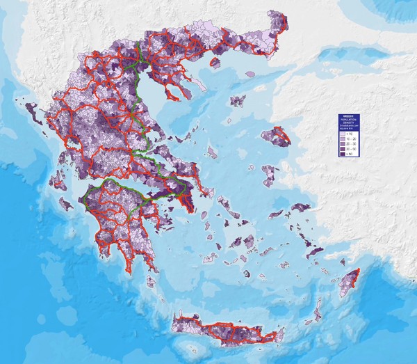 Greece Population Density Map Greece • mappery
