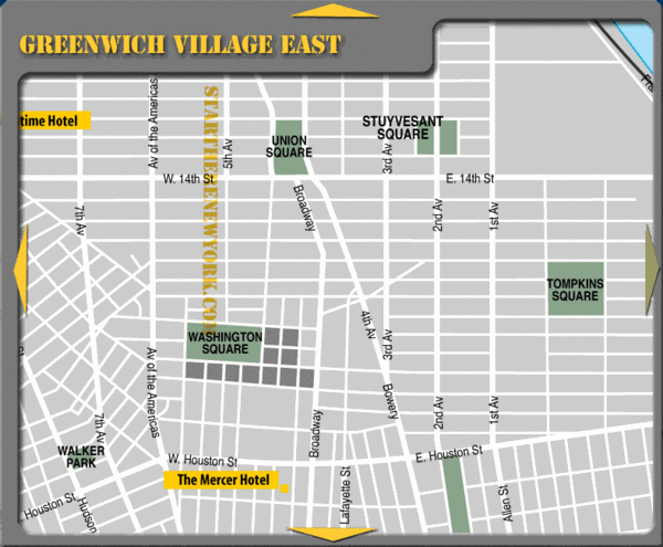 Greenhich Village New York City Hotel Map