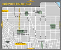Greenhich Village New York City Hotel Map