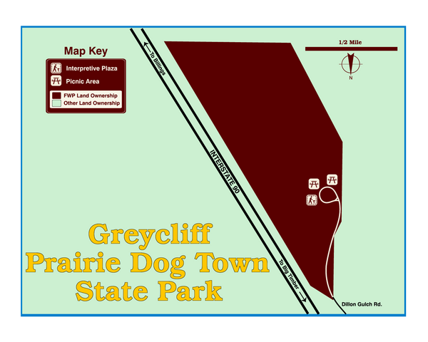 Greycliff Prairie Dog Town State Park Map