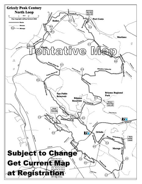 Grizzly Peak Century North Loop Route Map