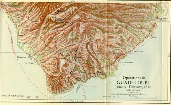 Guadeloupe British Military Operations 1810 Map