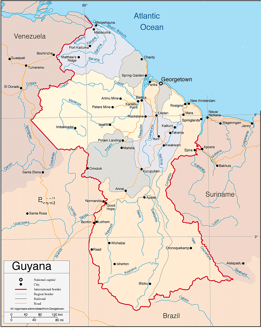 Guyana Country Map Guyana South America • mappery