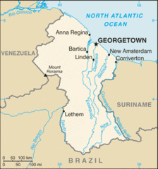 Guyana  (Small Map) 2010 Map