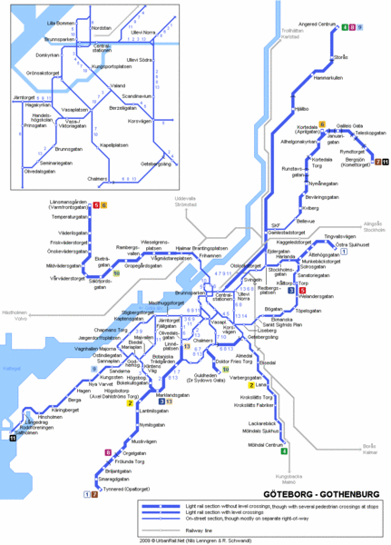 Göteborg Tram Map