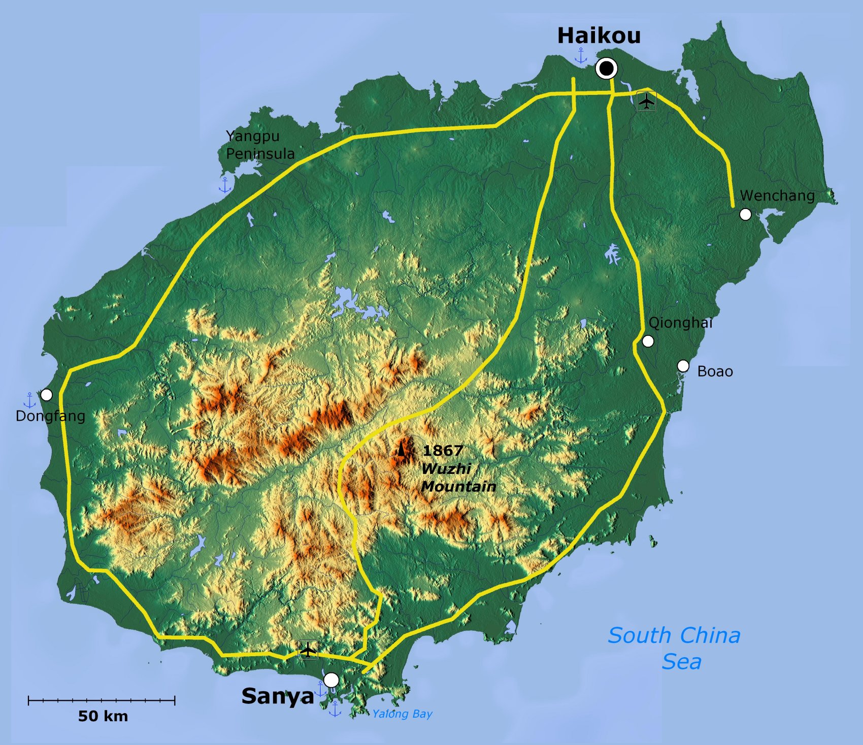Hainan Island Tographic Map Hainan Island • mappery