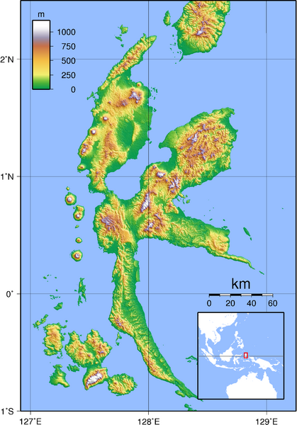 Halmahera Topography Map