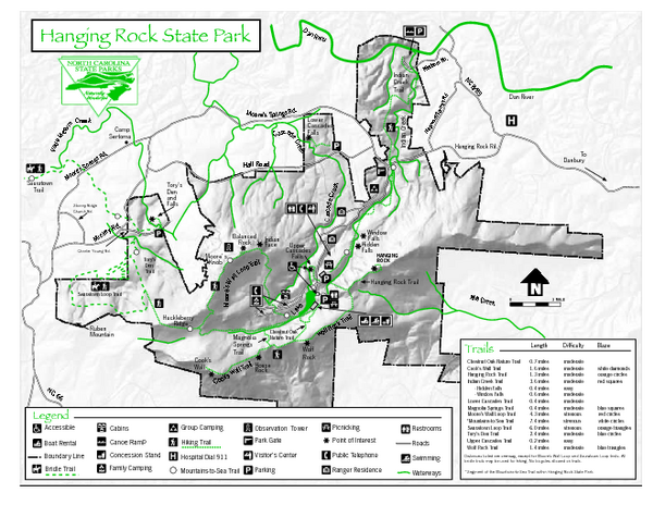 Hanging Rock state park Map