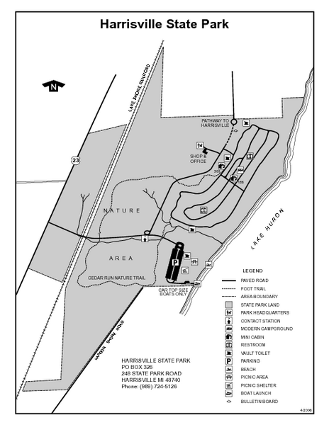Harrisville State Park, Michigan Site Map