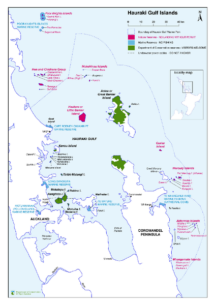 Hauraki Gulf Islands Nature Reserves Map
