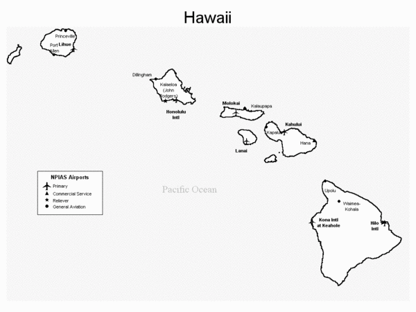 Hawaiian Islands Airports Map Hawaiian Islands Mappery