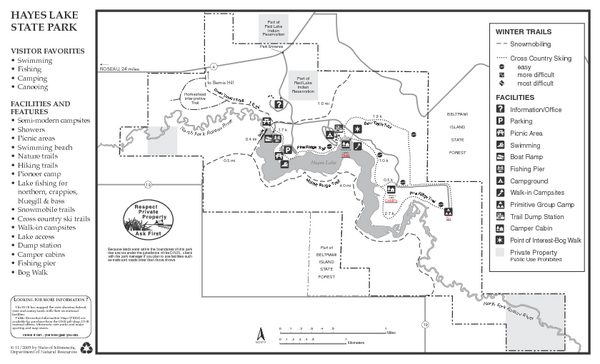 Hayes Lake State Park Winter Map