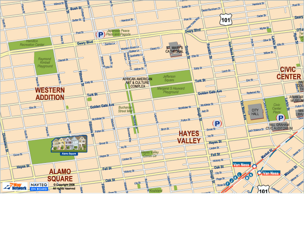 Hayes Valley, Fillmore, Western Addition, Alamo Square tourist map
